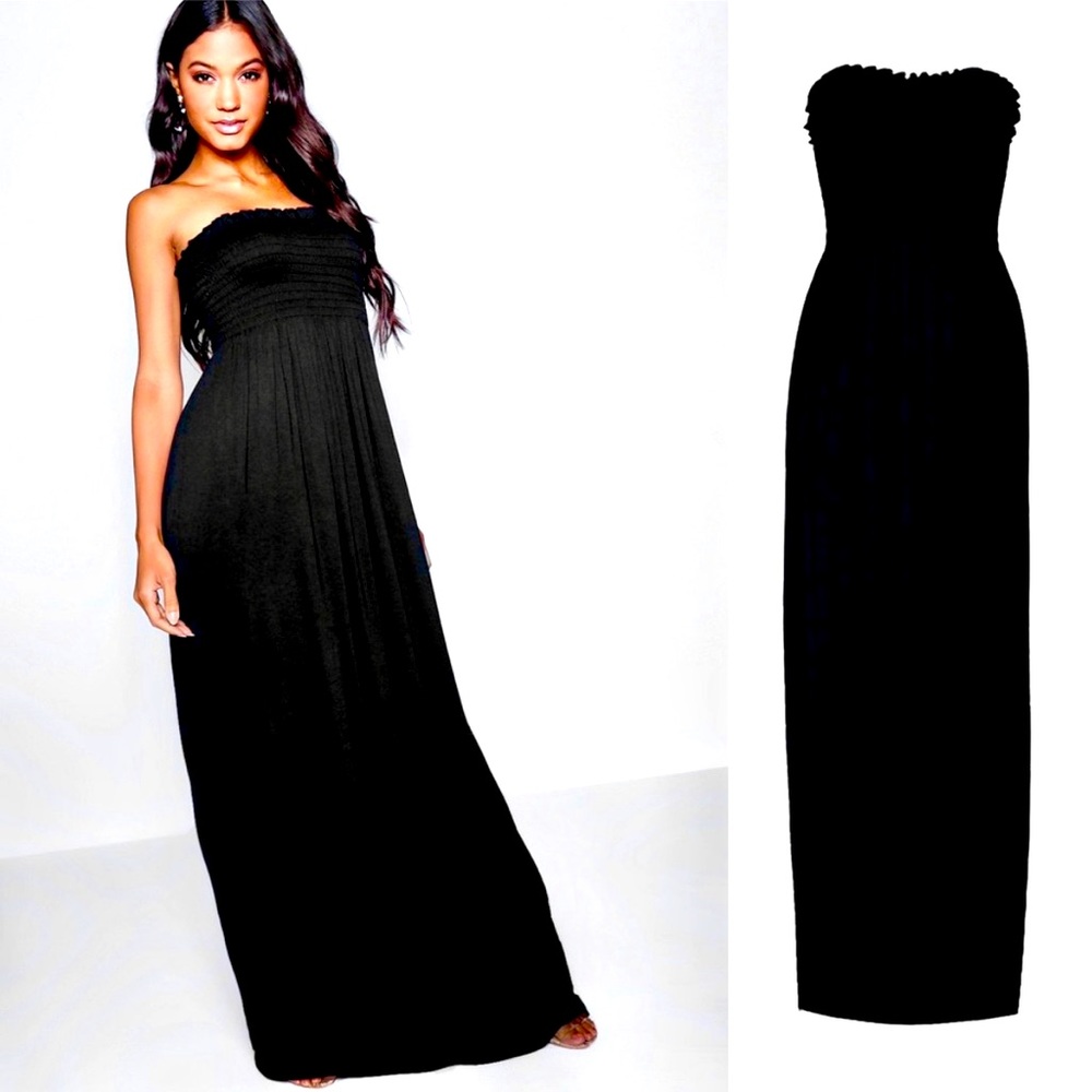 Black strapless maxi dress